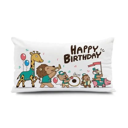 Light blue dinosaur animal happy birthday pillowcase bedroom decor