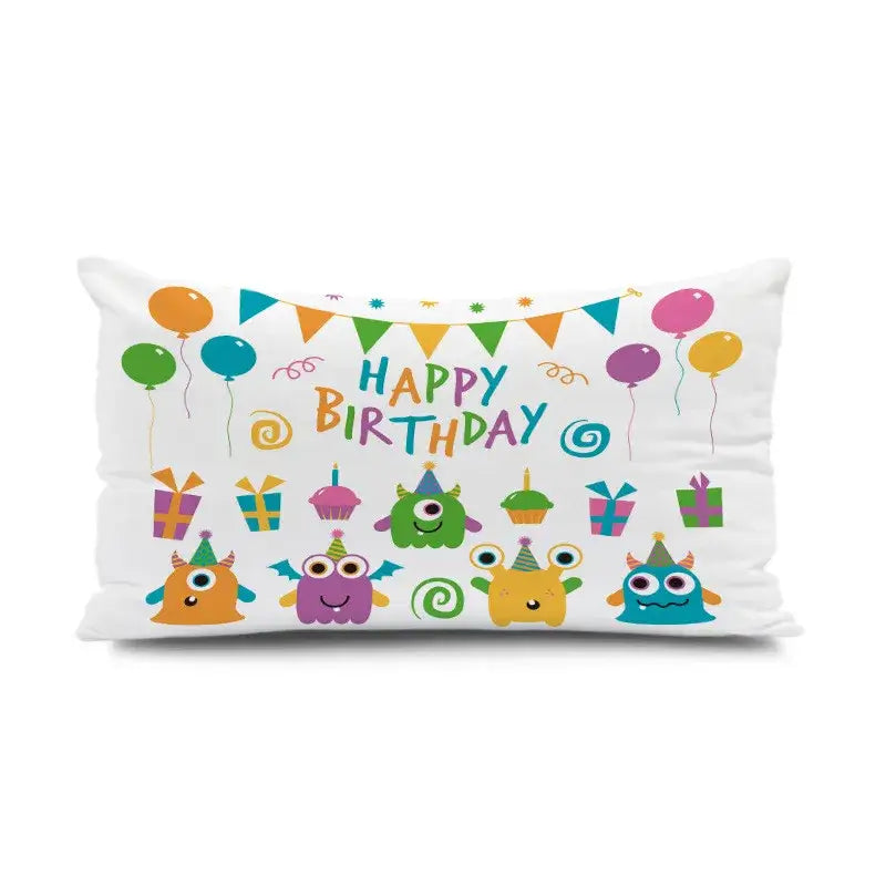 Light blue dinosaur animal happy birthday pillowcase bedroom decor