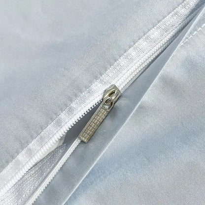 Light blue egyptian cotton embroidery duvet cover bedding set bedroom