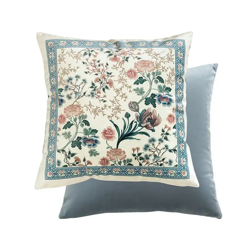 Light blue flower fragrance pillow cover living room bird decor