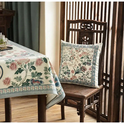 Light blue flower fragrance pillow cover living room bird decor