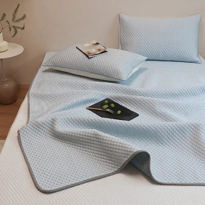 Light blue & gray ice bean bed sheet set bedroom cooling sleep mat