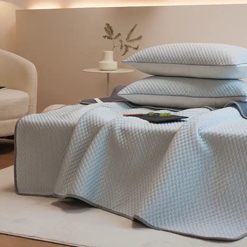 Light blue & gray ice bean bed sheet set bedroom cooling sleep mat