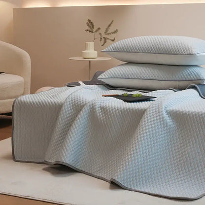 Light blue & gray ice bean bed sheet set bedroom cooling sleep mat