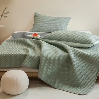 Light blue & gray ice bean bed sheet set bedroom cooling sleep mat