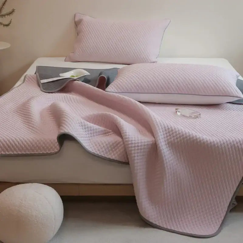 Light blue & gray ice bean bed sheet set bedroom cooling sleep mat