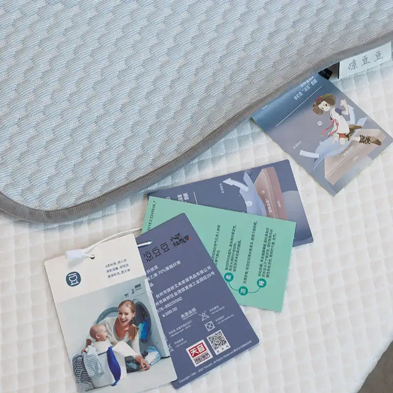 Light blue & gray ice bean bed sheet set bedroom cooling sleep mat
