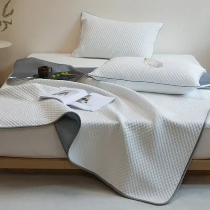 Light blue & gray ice bean bed sheet set bedroom cooling sleep mat