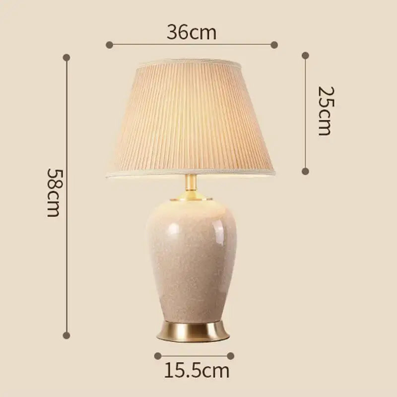 Light blue ice crack ceramic table lamp for bedroom with gold base