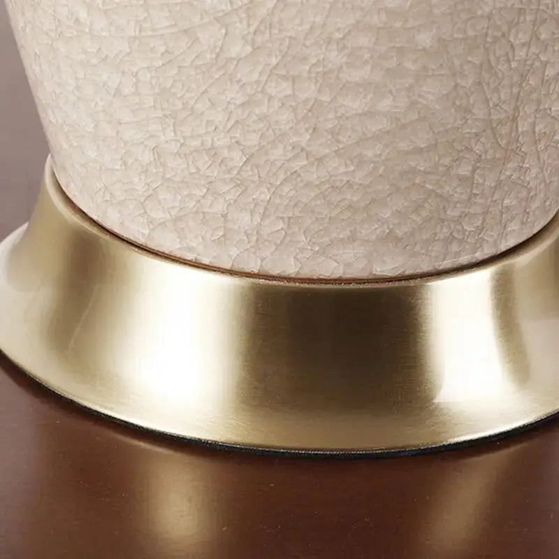 Light blue ice crack ceramic table lamp for bedroom with gold base