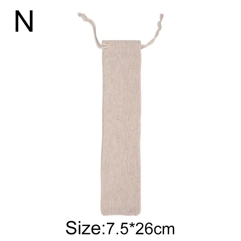 Light blue mesh cotton linen cutlery case for dining room travel