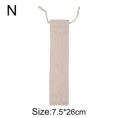 Light blue mesh cotton linen cutlery case for dining room travel