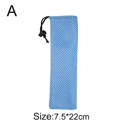 Light blue mesh cotton linen cutlery case for dining room travel