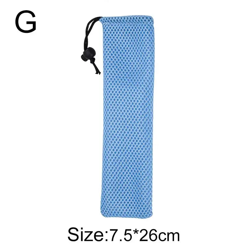 Light blue mesh cotton linen cutlery case for dining room travel