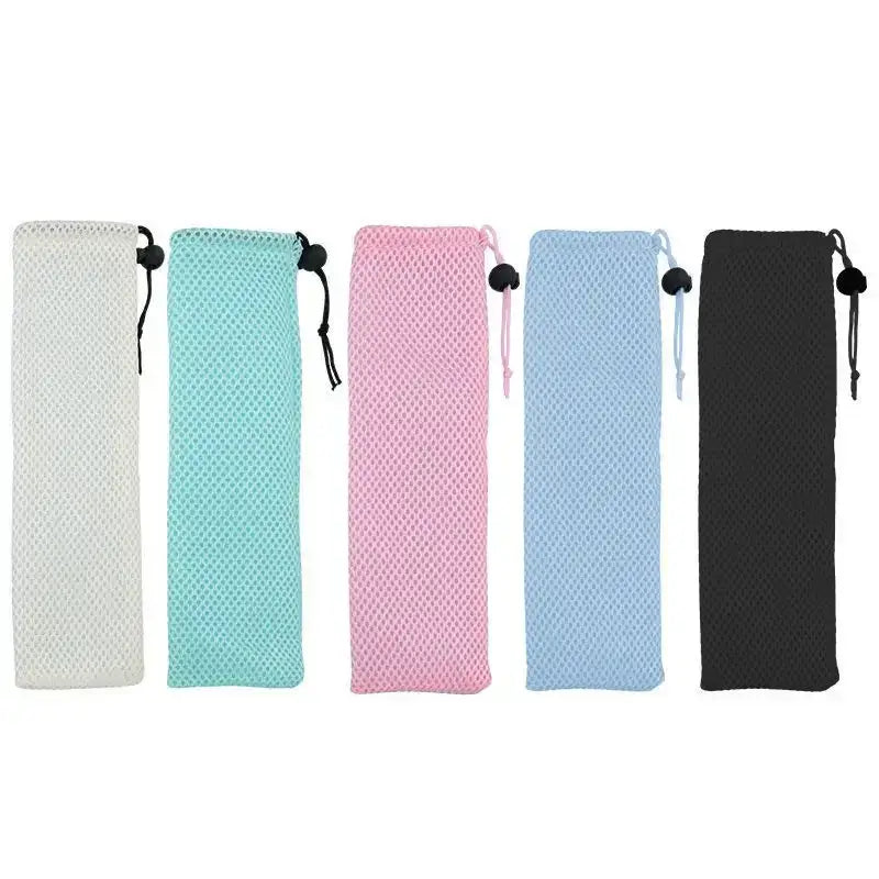 Light blue mesh cotton linen cutlery case for dining room travel