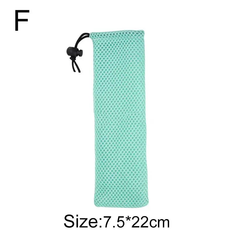 Light blue mesh cotton linen cutlery case for dining room travel