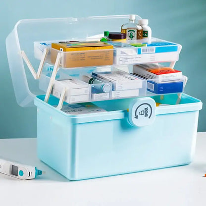 Light blue multifunctional emergency box bathroom medicine organizer