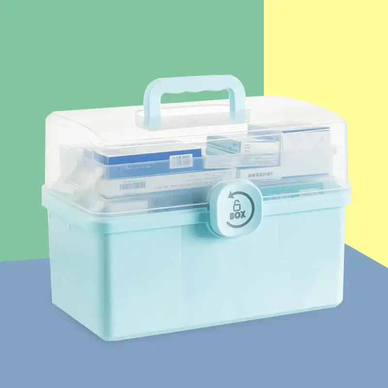 Light blue multifunctional emergency box bathroom medicine organizer