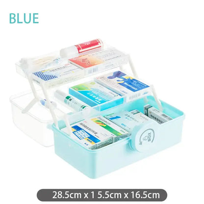 Light blue multifunctional emergency box bathroom medicine organizer