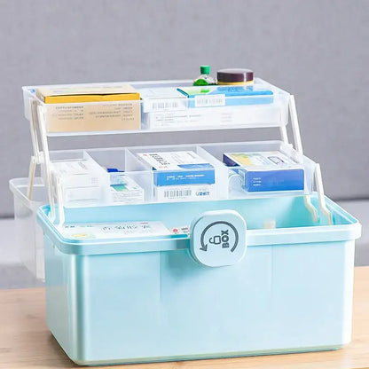 Light blue multifunctional emergency box bathroom medicine organizer