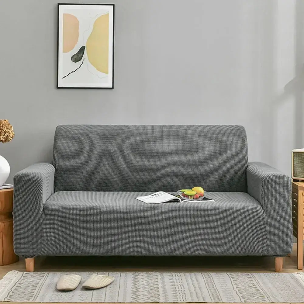 Light blue quilted thicken sofa cover – living room couch slipcover