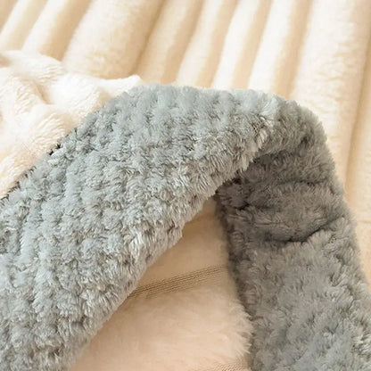 Light blue ribbed cozy faux rabbit plush blanket bedroom shawl