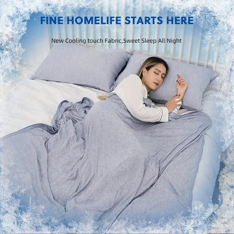Light blue super soft cooling blanket – bedroom quilted bedspread