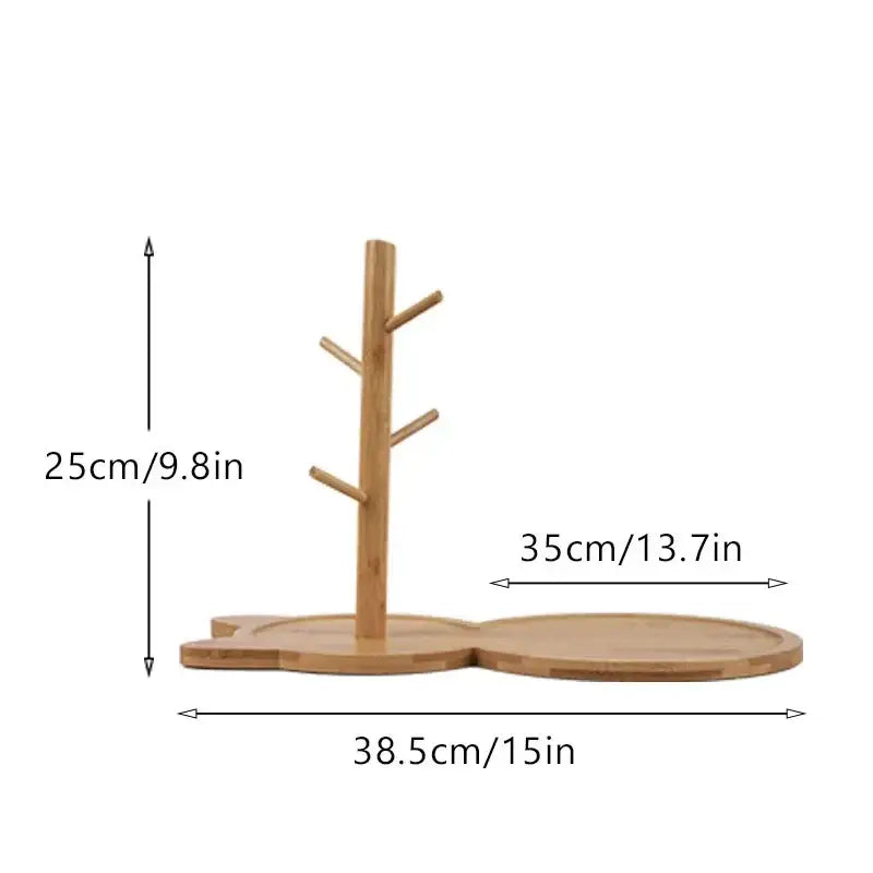 Light brown cat wooden key rack holder – living room storage tree