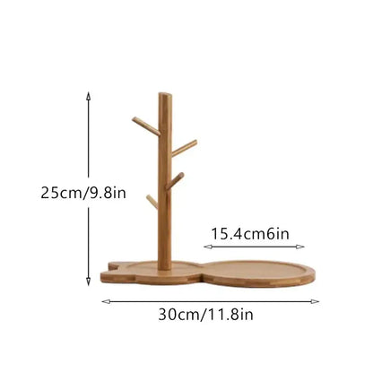 Light brown cat wooden key rack holder – living room storage tree
