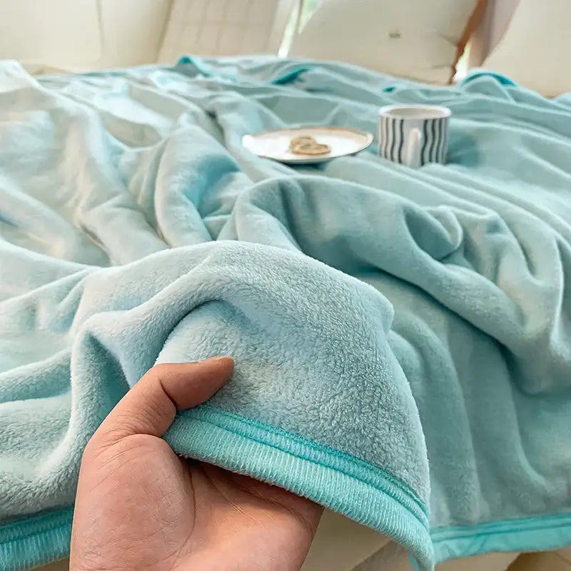 Light gray coral velvet summer blanket bedroom plush throw