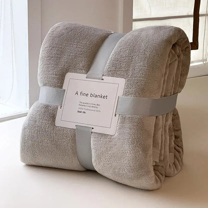 Light gray coral velvet summer blanket bedroom plush throw