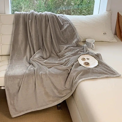 Light gray coral velvet summer blanket bedroom plush throw