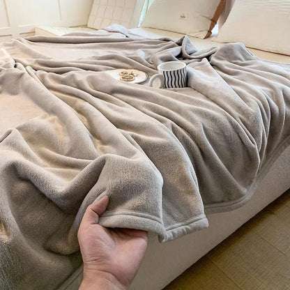 Light gray coral velvet summer blanket bedroom plush throw