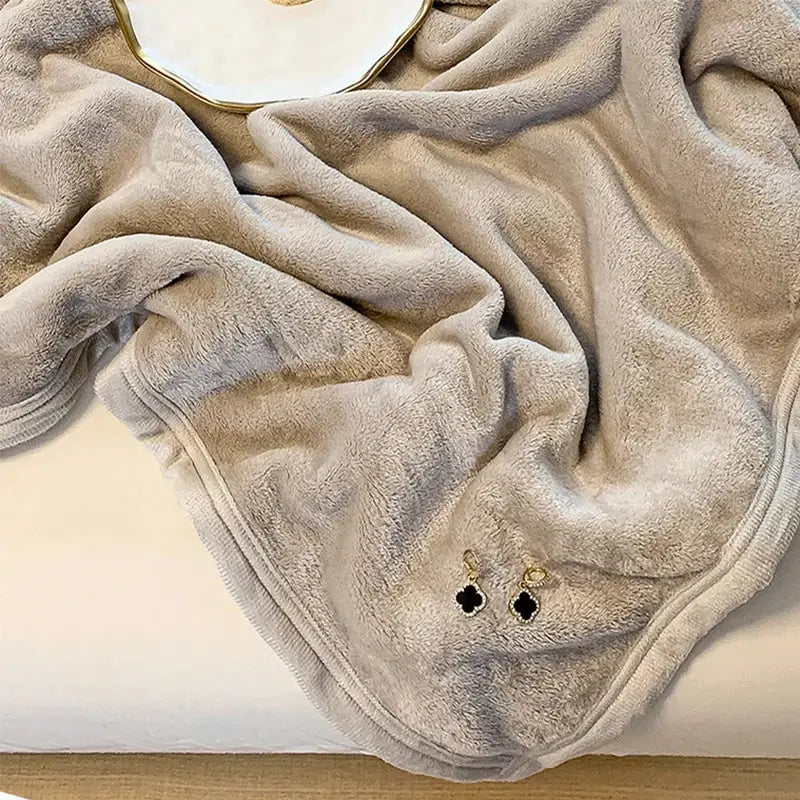 Light gray coral velvet summer blanket bedroom plush throw