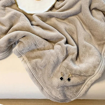 Light gray coral velvet summer blanket bedroom plush throw