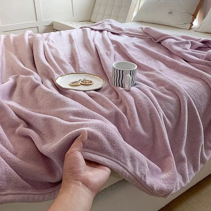 Light gray coral velvet summer blanket bedroom plush throw
