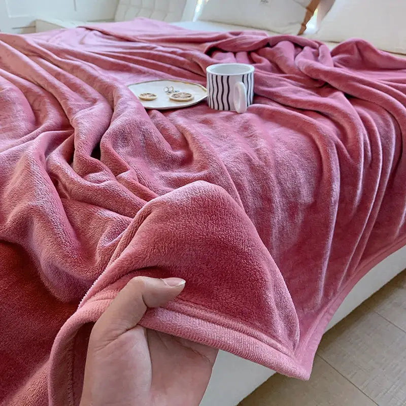 Light gray coral velvet summer blanket bedroom plush throw