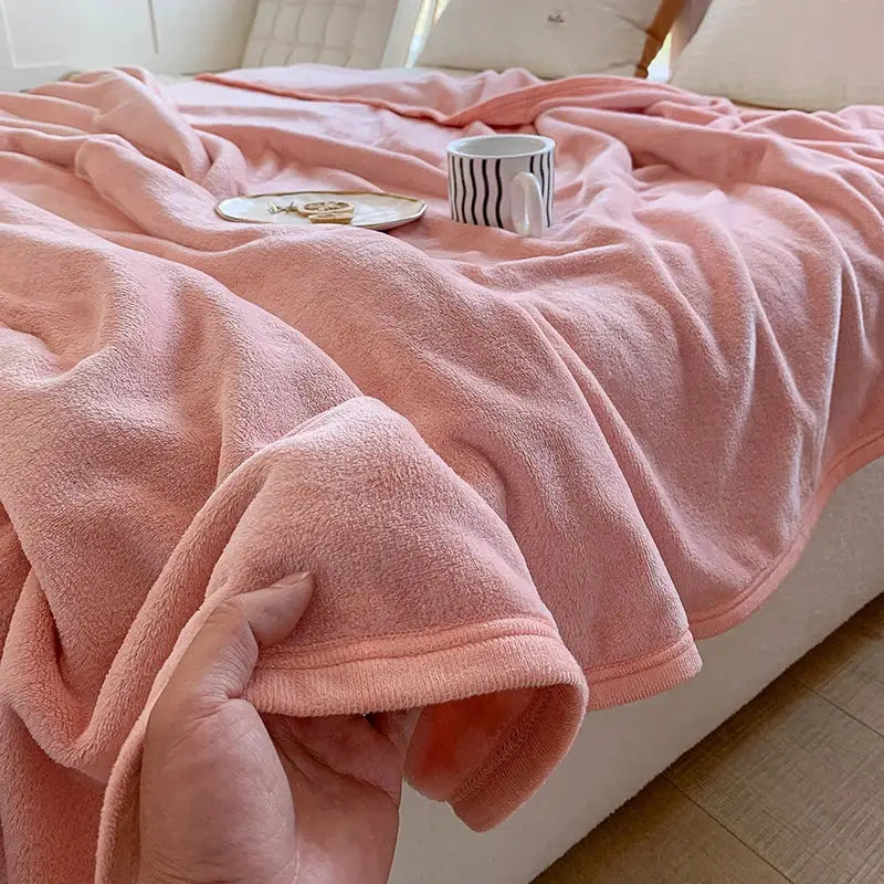 Light gray coral velvet summer blanket bedroom plush throw