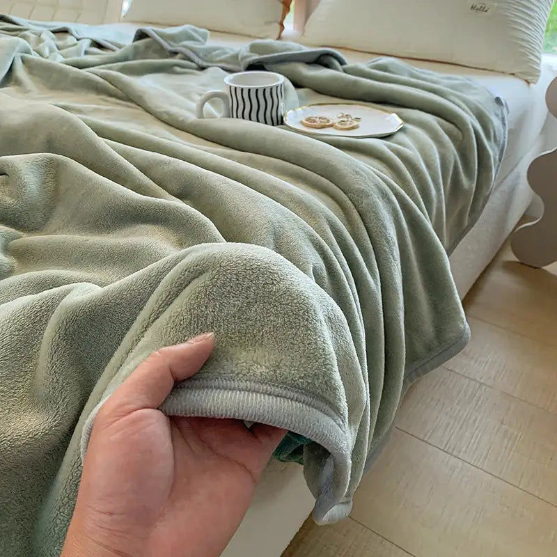 Light gray coral velvet summer blanket bedroom plush throw