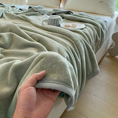 Light gray coral velvet summer blanket bedroom plush throw