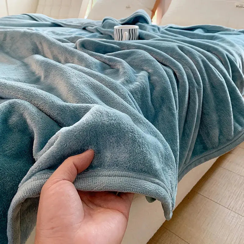 Light gray coral velvet summer blanket bedroom plush throw