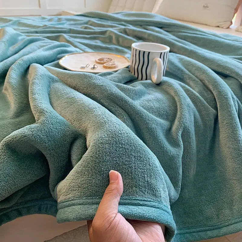 Light gray coral velvet summer blanket bedroom plush throw