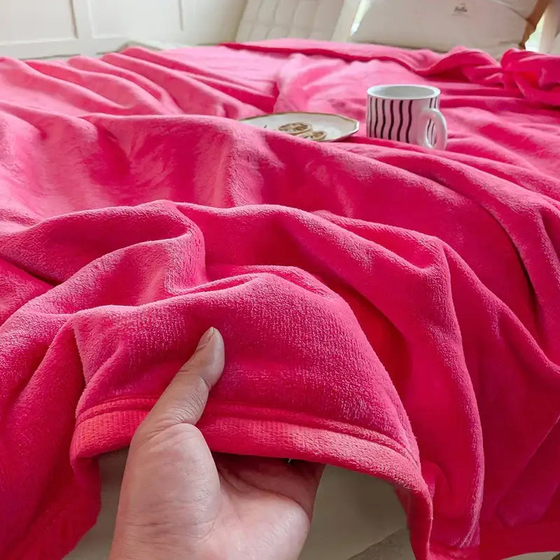 Light gray coral velvet summer blanket bedroom plush throw