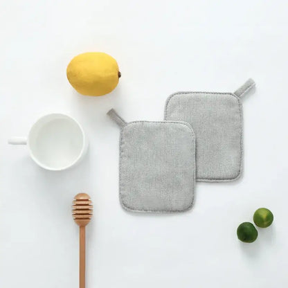 Light gray cotton linen coaster set with handle for dining room