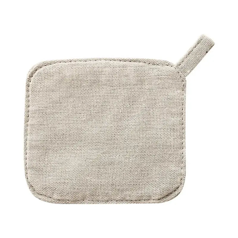 Light gray cotton linen coaster set with handle for dining room