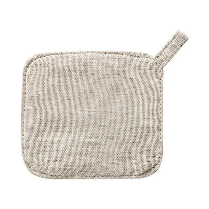 Light gray cotton linen coaster set with handle for dining room