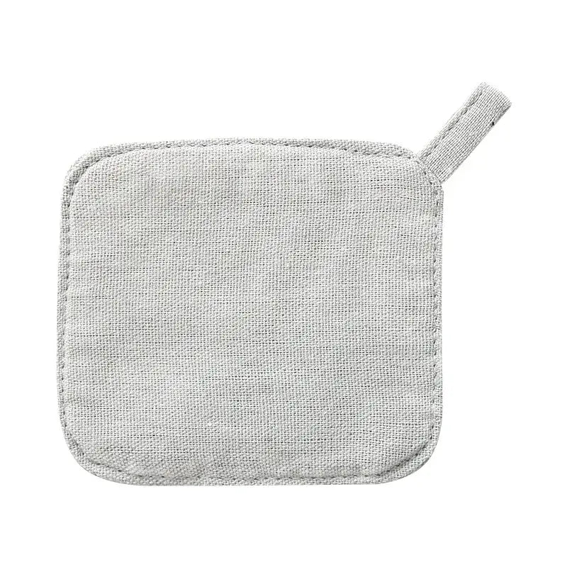 Light gray cotton linen coaster set with handle for dining room