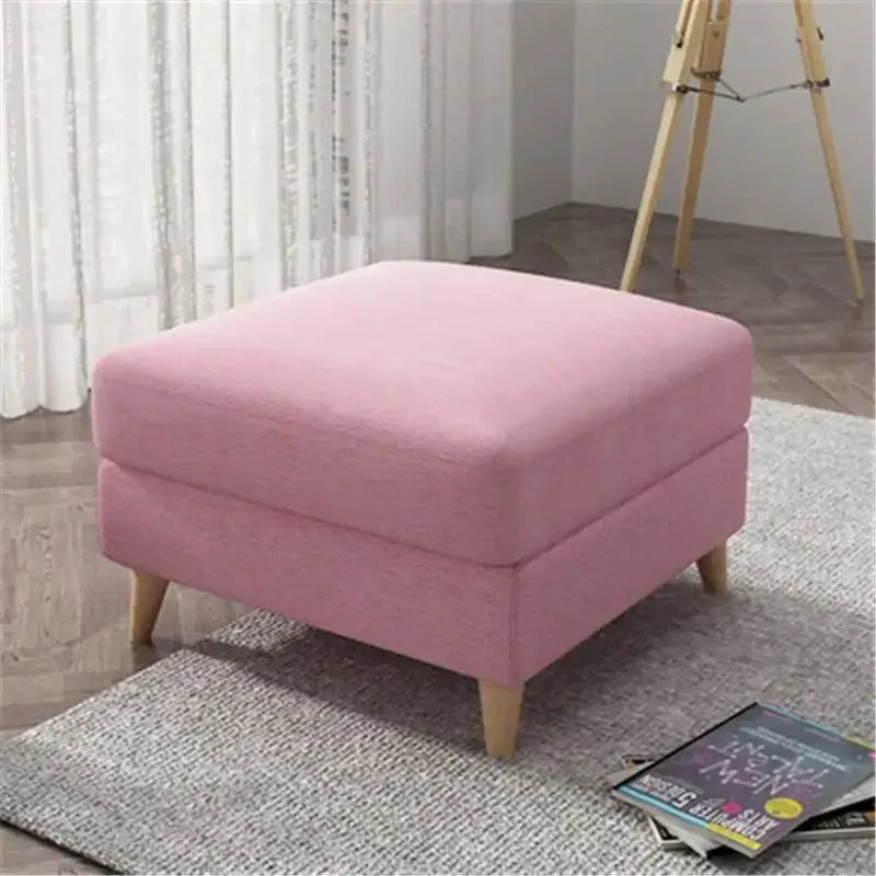 Light gray jacquard square stool cover living room ottoman protector