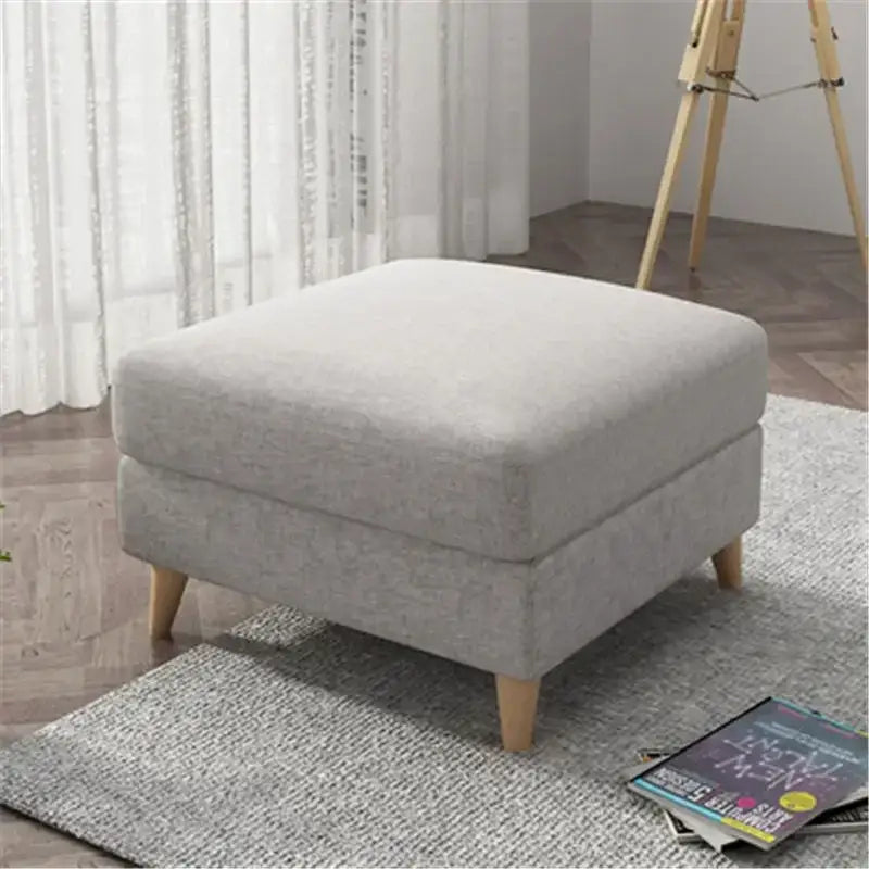 Light gray jacquard square stool cover living room ottoman protector