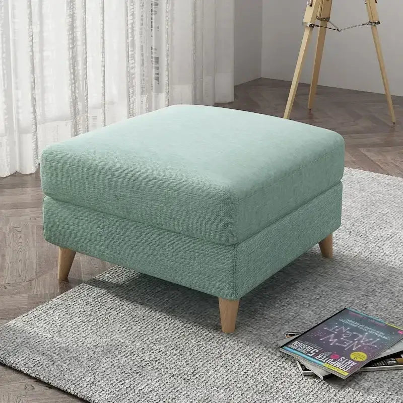 Light gray jacquard square stool cover living room ottoman protector